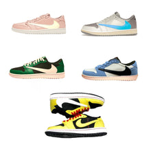 Load image into Gallery viewer, Bespoke shoe service for 5 pairs of shoes:                                             - AJ1 LOW TS black yellow 

- AJ1 LOW TS cream pink

- AJ1 LOW TS pinegreen black

- AJ1 LOW TS sky blue white 

- AJ1 LOW TS  white turquoise
